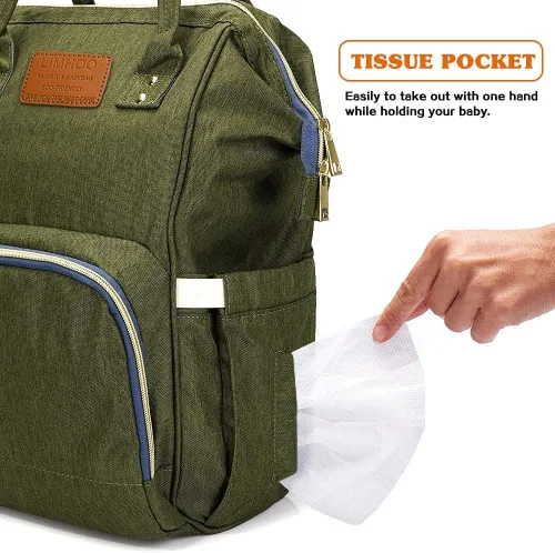 Miniatura 5 de LIMHOO Mochila para pañales para hombres y papá, bolsa de pañales de lona grande impermeable de camuflaje, bolsa para el cuidado del bebé