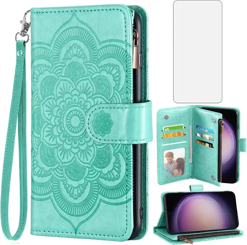 Miniatura 12 de Asuwish Funda de teléfono para Samsung Galaxy S23 5G con protector de pantalla de vidrio templado y tarjetero de cuero con diseño de flores, soporte