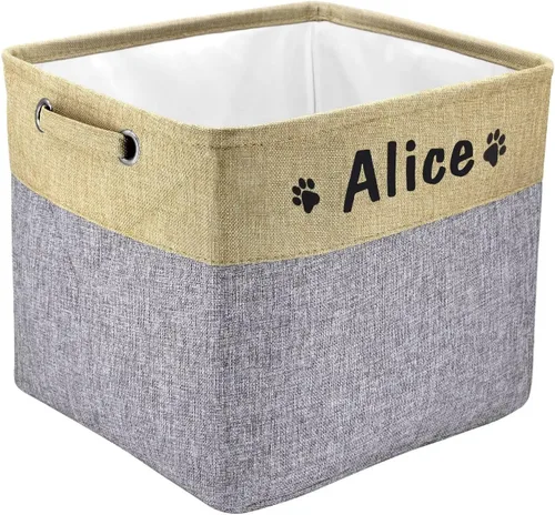 Miniatura 20 de PET ARTIST - Cesta plegable de almacenamiento de juguetes con nombre personalizado de la mascota - Organizador de caja rectangular para juguetes