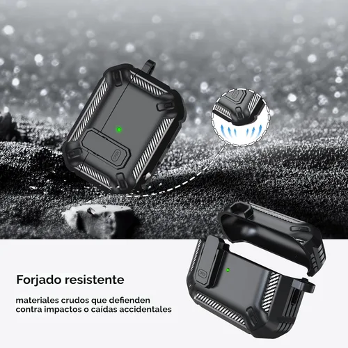 Miniatura 4 de RFUNGUANGO Funda protectora para AirPods Pro de 2ª generación con kit de limpieza, funda rígida militar con cerradura para funda de carga de AirPod