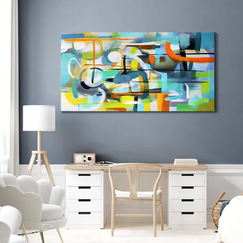 Miniatura 20 de Mofutinpo Arte de Pared en Lienzo Azul Decoración de Pared Abstracta Moderna para Sala de Estar Cuadros Contemporáneos para Decoración de Pared