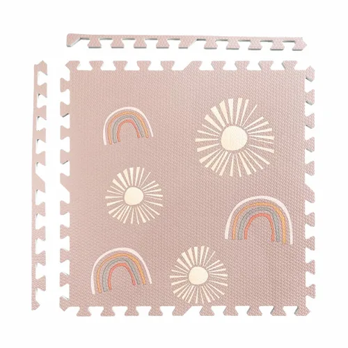 Miniatura 5 de Alfombra de juego para bebés, niños pequeños y bebés, seis azulejos entrelazados hechos con espuma EVA suave no tóxica, 4 x 6 pies