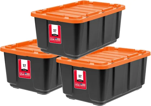 Miniatura 11 de IRIS USA Paquete de 4 contenedores de almacenamiento de 27 galones con tapas, fabricados en Estados Unidos, contenedores de plástico resistentes