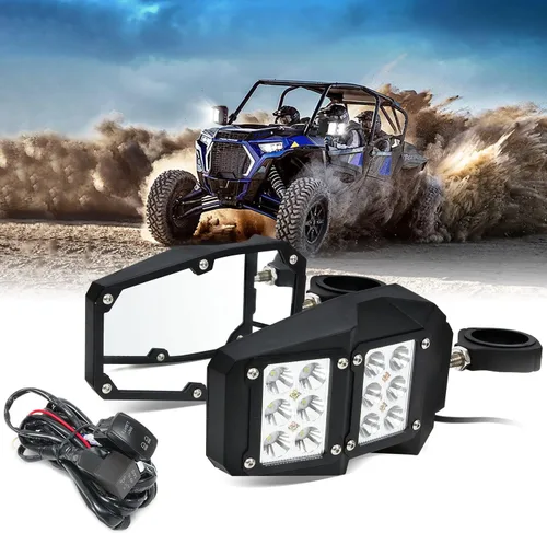 Miniatura 8 de UTV RZR Espejo Todoterreno Espejos Retrovisores Laterales Traseros con Luz LED Spot Compatible con Polaris RZR XP 1000 RZR 900 Yamaha Rhino Honda