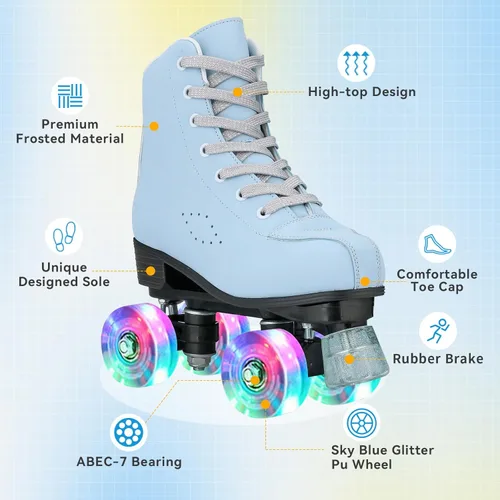XUDREZ Patines clásicos de alta calidad para mujeres y niñas, material esmerilado, para principiantes, uso en interiores y exteriores