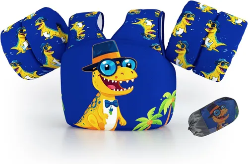 Miniatura 11 de DOOHALO Flotadores de natación para niños de 28 a 70 libras, chaleco flotante de hombro para niños de 2 a 8 años de edad, para niños y niñas, bebés