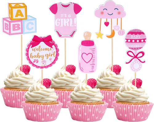 Miniatura 8 de 40 PIEZAS Oh Baby Cupcake Toppers Cisne Chupete Mameluco Carrito de Bebé Oso Niña Cupcake Picks Es un Niño Decoraciones de Baby Shower para Niños