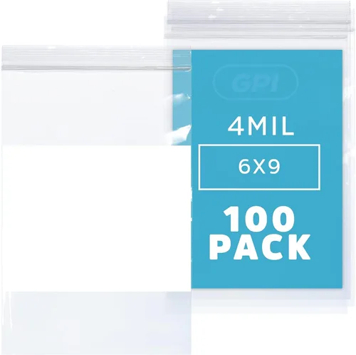 Miniatura 21 de GPI - 3" x 4" - Caja a granel de 1000, bolsas de plástico transparente con cierre de cremallera de 4 mil de grosor, resistentes, con bloque blanco
