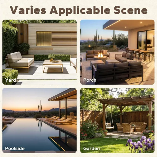 Miniatura 8 de Sofá de Mimbre Metálico para Patio de 75", Sofá Sillón de Ratán para Exteriores de 3 Asientos para Todo Tipo de Clima con Cojines Premium y Beige