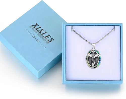 Miniatura 476 de Collar con colgante de plata de ley 925 con medalla de San Patrón, joyería religiosa para hombres y mujeres, con cadena de acero inoxidable 316L
