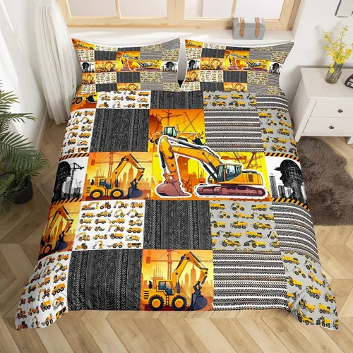 Miniatura 8 de Erosebridal Funda de edredón de vehículos de dibujos animados tamaño individual para niños y niñas, juego de ropa de cama Kawaii de helicóptero