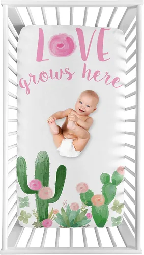 Miniatura 9 de Sweet Jojo Designs Sábanas ajustadas para cuna de bebé (rosa/azul bohemio floral) para niñas, guardería infantil, habitación de niños pequeños