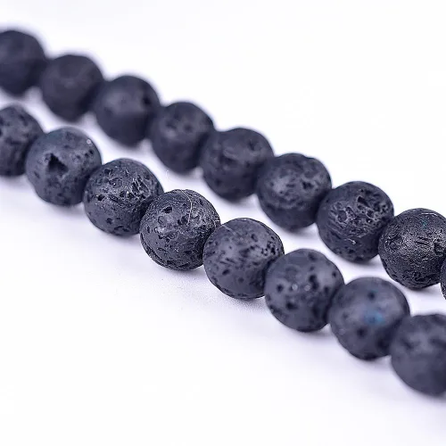 Miniatura 3 de 250 unidades por bolsa cuentas de lava negra natural de piedra volcánica de roca volcánica, cuentas de piedras preciosas de chakra Reiki, cuentas