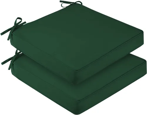 Miniatura 40 de downluxe Juego de 2 cojines impermeables para sillas de exterior, 19 x 19 x 3 pulgadas, cojines para sillas de patio con lazos y mango Marrón