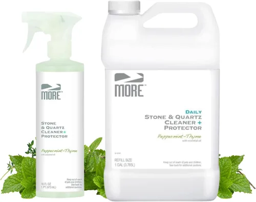 Limpiador y protector MORE de piedra y cuarzo - Limpiador de granito, cuarzo y mármol - Para encimeras de cocina y baño - Spray de superficie a base