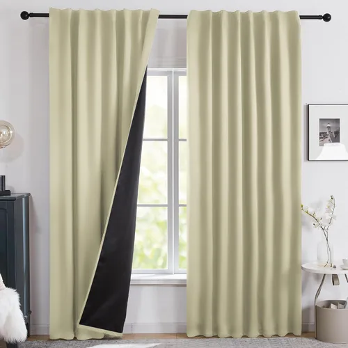 Miniatura 13 de Deconovo Cortinas 100% opacas para dormitorio, cortina con aislamiento térmico, panel de sala de estar insonorizado, certificado Oeko-TEX, cortinas