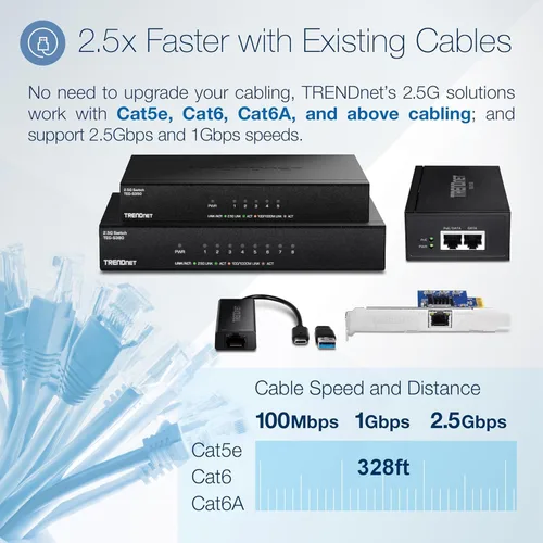 Miniatura 7 de TRENDnet Interruptor para juegos multiGigabit de 8 puertos y 2.5 Gb, TEG-S380, 8 puertos 2.5GBASE-T, capacidad de conmutación de 25 Gbps, divisor