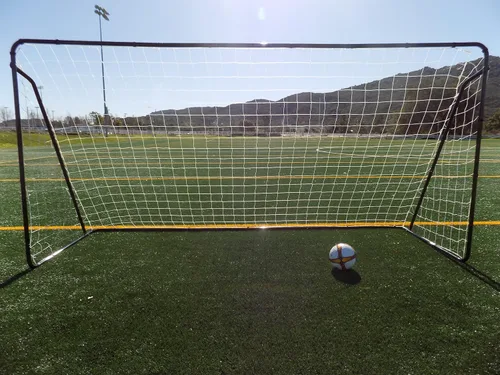 Portería de fútbol de acero galvanizado recubierto de polvo de 12 x 6 pies con red. Ayuda de entrenamiento portátil AYSO de tamaño reglamentario de