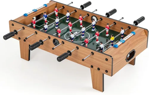 GYMAX Juego de futbolín de mesa, mini mesa de futbolín de 27 pulgadas con 2 bolas y marcador de puntuación, fácil de montar, juego de fútbol de mesa