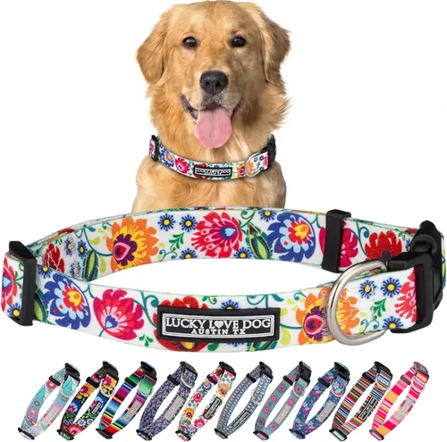 Miniatura 62 de Lucky Love Dog - Collar para perras pequeñas, diseño Blackbird de estampado alegre con flores de primavera y verano, talla XS