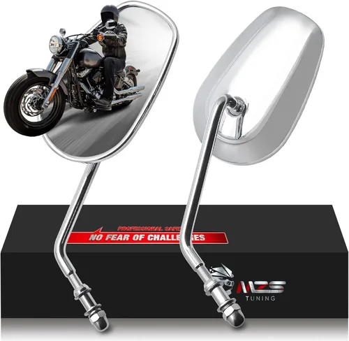 MZS Espejos de Motocicleta Cromados, Espejo Lateral Trasero M8 Touring de Aluminio Pesado Compatible con Dyna Softail Sportster 883 1200 Road Glide