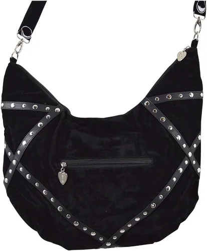 Miniatura 2 de Gypsy Gothic Witch Moon - Bolso Hobo holgado de terciopelo negro, Negro