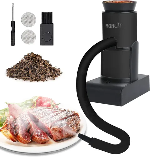 BORUiT SK305 - Pistola de ahumar, infusor de humo portátil de mano, ahumador de cóctel, kit de ahumador de alimentos para cualquier carne, cóctel,
