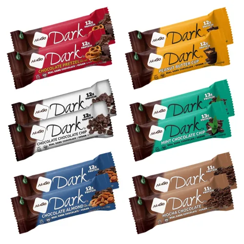 NuGo Dark, caja variada de muestra, barra de proteínas veganas de 0.47-0.31 onzas, sin gluten, 12 CT