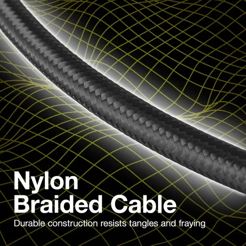 Miniatura 7 de BoxWave Cable Compatible with Lava Z4 - PowerDisplay PD Cable (6ft) - USB-C to USB-C (100W), LED Wattage Info Extra Long Braided Nylon - Jet Black