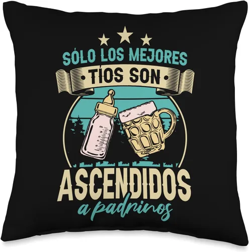Regalo De Padrino Divertido Para Hombres Solo Los Mejores Tíos Son Ascendidos A Padrinos - Almohada (16 x 16 pulgadas), multicolor