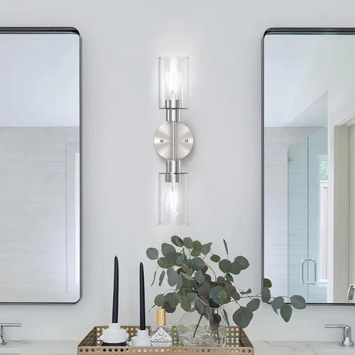 Miniatura 7 de Accesorios de Iluminación de Baño 2 Luces Níquel Cepillado, Luces de Tocador de Baño Sobre Espejo, Apliques de Pared de Iluminación de Baño, Luz