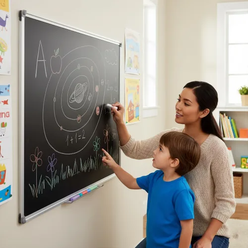 Miniatura 7 de Pizarra grande negra de 36 x 48 pulgadas para la pared de la escuela, pizarra magnética negra con marco de aluminio y bandeja para marcadores