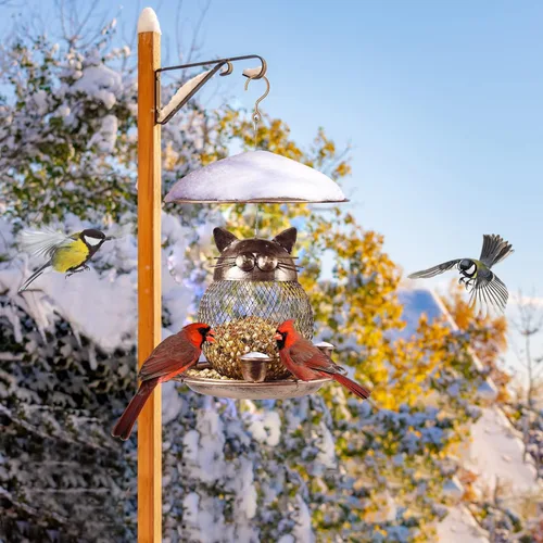Miniatura 5 de LBTING Comedero para pájaros para exteriores, comedero para pájaros silvestres de metal a prueba de ardillas, decoración para colgar al aire libre