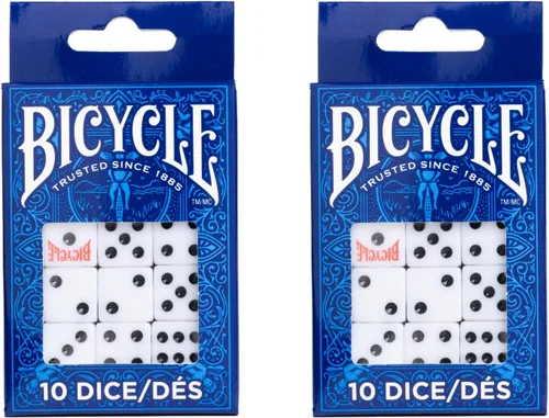Miniatura 4 de Bicycle Juego de Dados, Dados D6 de Seis Caras, Dado de Juego Estándar Clásico Blanco y Negro, 10 Unidades, 16 mm
