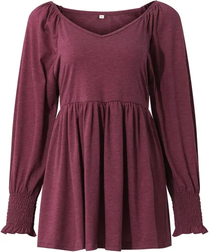 Miniatura 3 de Fragarn Camiseta casual de manga larga con cuello en V para mujer
