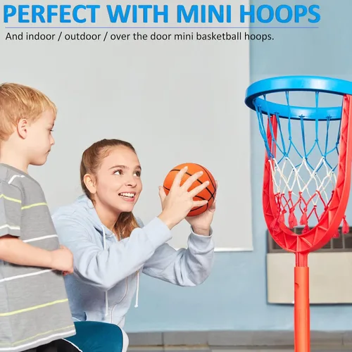 Miniatura 5 de Oleitodh Juego de 15 mini pelotas de baloncesto de 6 pulgadas a granel con bomba, pelotas de baloncesto pequeñas de PVC para juegos de aro sobre