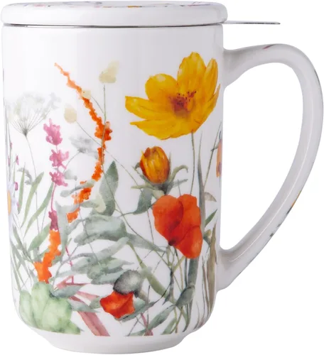 Miniatura 13 de AmorArc Taza de Té de Porcelana con Infusor y Tapas, Taza Grande de 18 Oz con Colador y Soporte para Bolsa para Té de Hojas Sueltas, Taza de Café