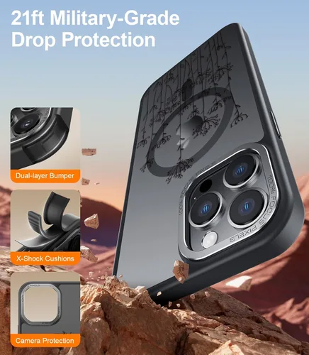Miniatura 476 de Goodon para iPhone 15 Pro Max con protector de pantalla de privacidad, compatible con Magsafe, funda translúcida mate a prueba de golpes - Linda