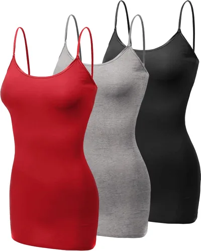 Miniatura 370 de Emmalise Camisola larga casual básica para mujer, con tirantes ajustables, top en capas