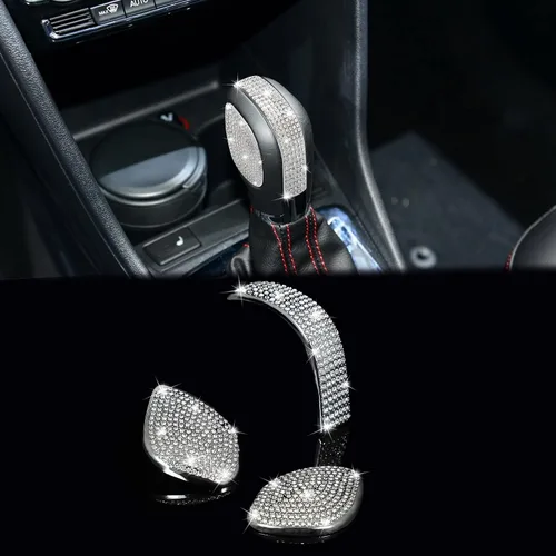 TOMALL Bling - Funda para pomo de palanca de cambios compatible con VW Jetta Beetle Atlas Tiguan, accesorio brillante para palanca de cambios con