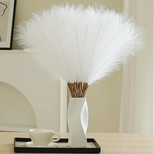 Wertuirk 30 piezas de hierba de pampa blanca - Decoración de hierba de pampa artificial de 24 pulgadas, hierba de pampa artificial alta para Blanco