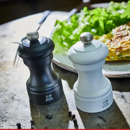 Miniatura 2 de Peugeot Bistro Duo Juego de Molinillos Manuales de Sal y Pimienta - Molinillo Ajustable Clásico, Madera de Haya, 4 pulgadas, Negro y Blanco