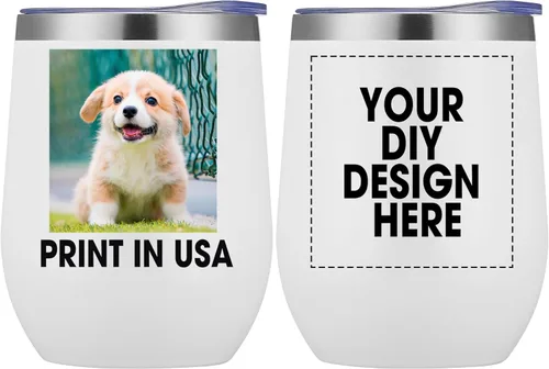 Miniatura 7 de Vaso de vino personalizado con impresión en Estados Unidos, taza de café personalizada de viaje de acero inoxidable con tapa y pajita, taza aislada