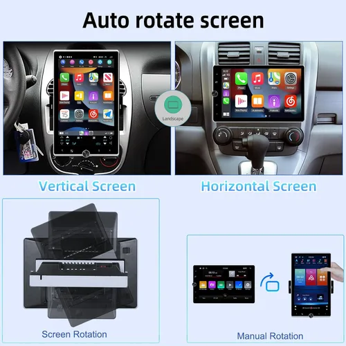 Miniatura 3 de [2G+64G] Android 13 giratorio único DIN vertical coche estéreo 10.4 pulgadas pantalla táctil Radio unidad con Carplay inalámbrico y Android Auto/EQ