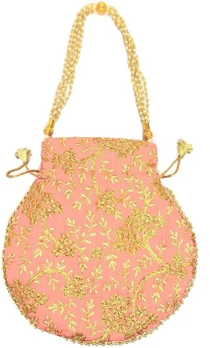 Miniatura 2 de Bolso de mano de seda bordado de diseño étnico indio para mujer