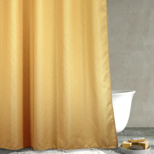 Miniatura 10 de Cortina de ducha negra con tejido de gofre: cortinas de ducha de tela texturizada resistente para baño, repelente al agua, 256 GSM, cortina de baño