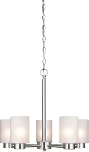 Westinghouse Lighting Sylvestre - Candelabro de cinco luces, acabado en níquel cepillado con cristal fantasía esmerilado. cepillado níquel