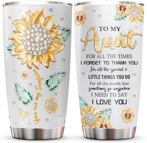 Muilzon Vasos de 20 onzas para la tía – Regalos para la mejor tía del mundo para cumpleaños, Navidad, Día de la Madre, taza de café – Regalo para