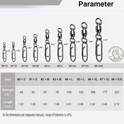 Miniatura 6 de AMYSPORTS - Cojinete de alta resistencia con broche giratorio para pesca, rodamiento inoxidable, broche giratorio de pesca de agua dulce con clip