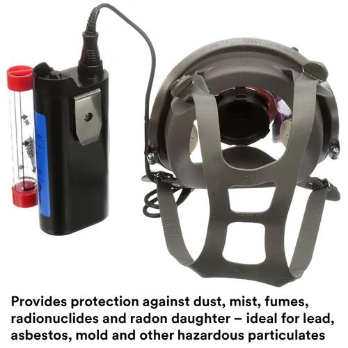 Miniatura 3 de 3M Kit de respirador de purificación de aire Powerflow 6800PF, montado en la cara, tamaño medio, protección contra polvo, neblina, humos, plomo